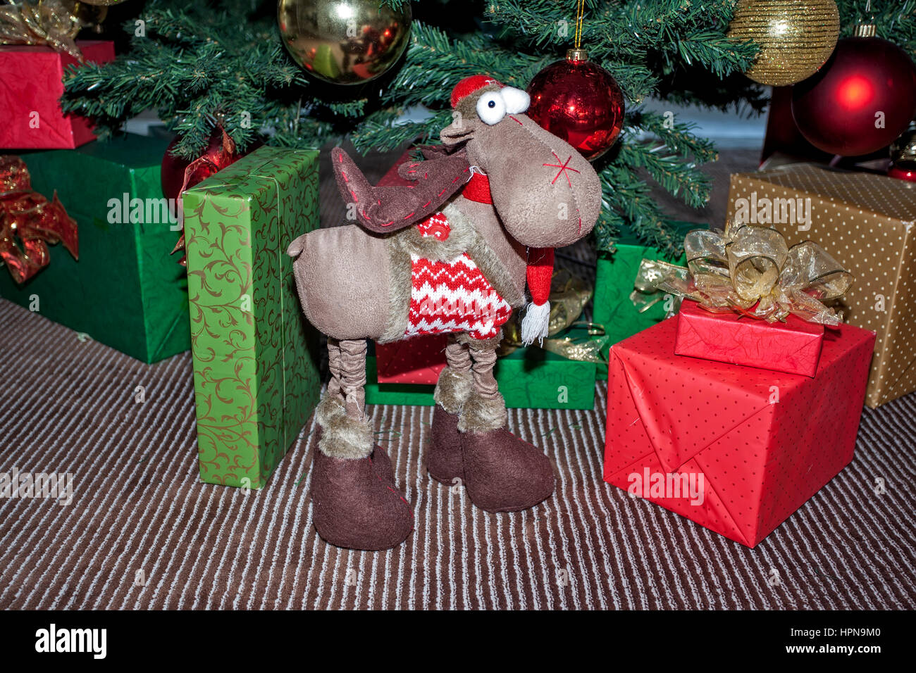 Weihnachten und Neujahr Dekorationen und Geschenkartikel Stockfoto