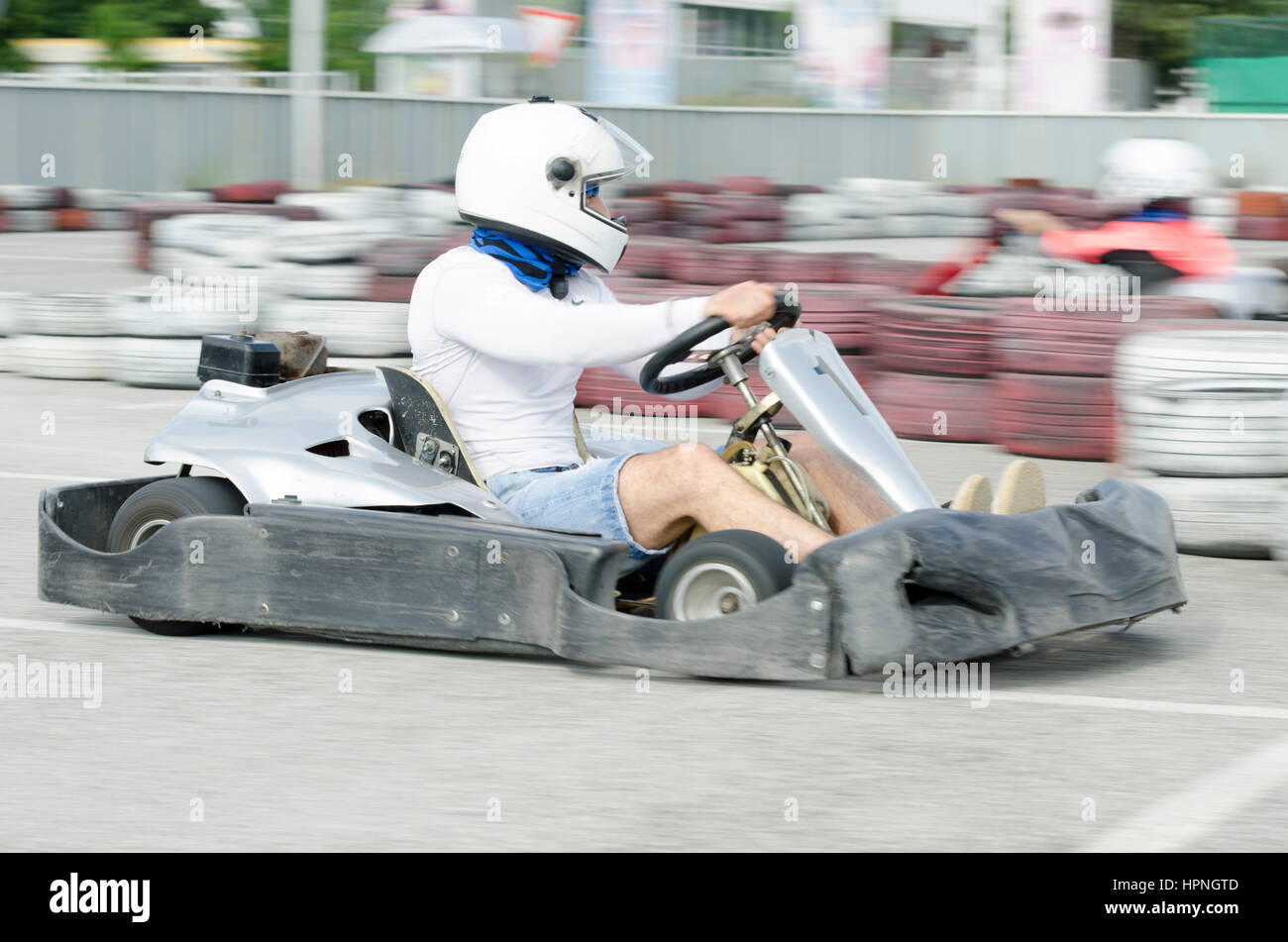 Kart Fahrer Bewegung brüniert Stockfoto