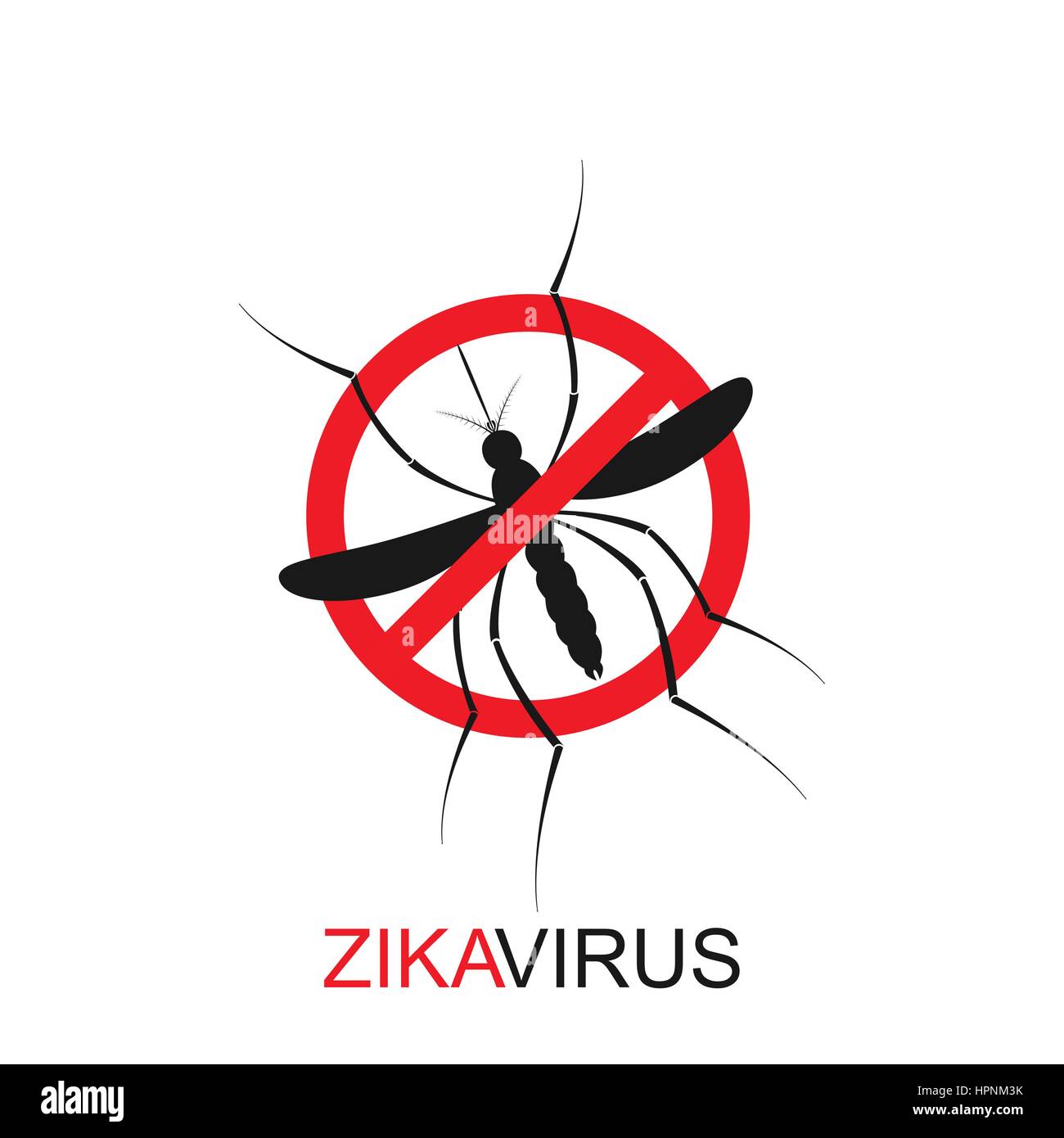 Zika Moskito Abbildung. Zika Virus-Alarm. Zika Virus Konzept. Zika Virus Mückenstich. Aedes Aegypti isoliert auf weißem Hintergrund Stock Vektor
