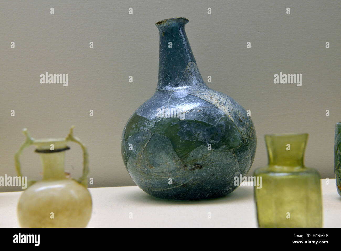 Fläschchen. Al-Rabadha. 7.-10. Jahrhundert CER. Glas. Nationalmuseum, Riyadh. Stockfoto