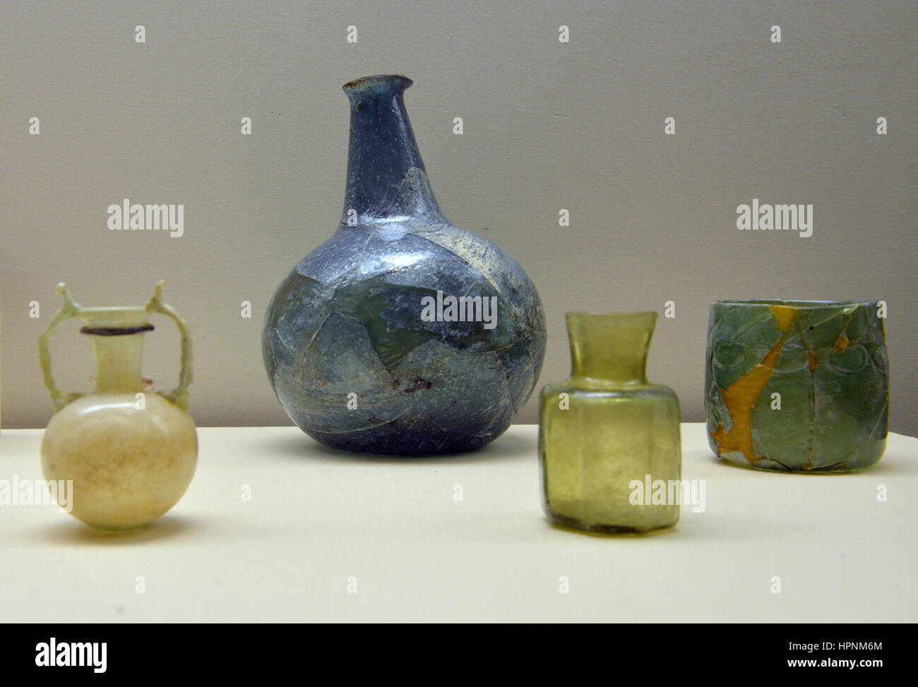 Fläschchen. Al-Rabadha. 7.-10. Jahrhundert CER. Glas. Nationalmuseum, Riyadh. Stockfoto
