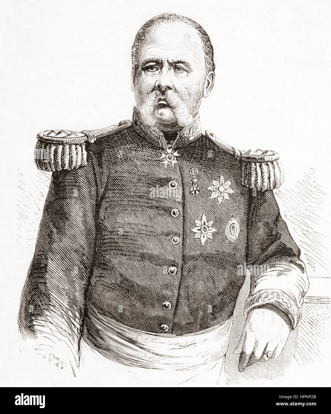 Adrián Woll, 1795 – 1875.  Französisch mexikanischen general in der Armee von Mexiko während der Texas Revolution.  Von l ' Univers Illustre veröffentlicht Juni 1863 Stockfoto