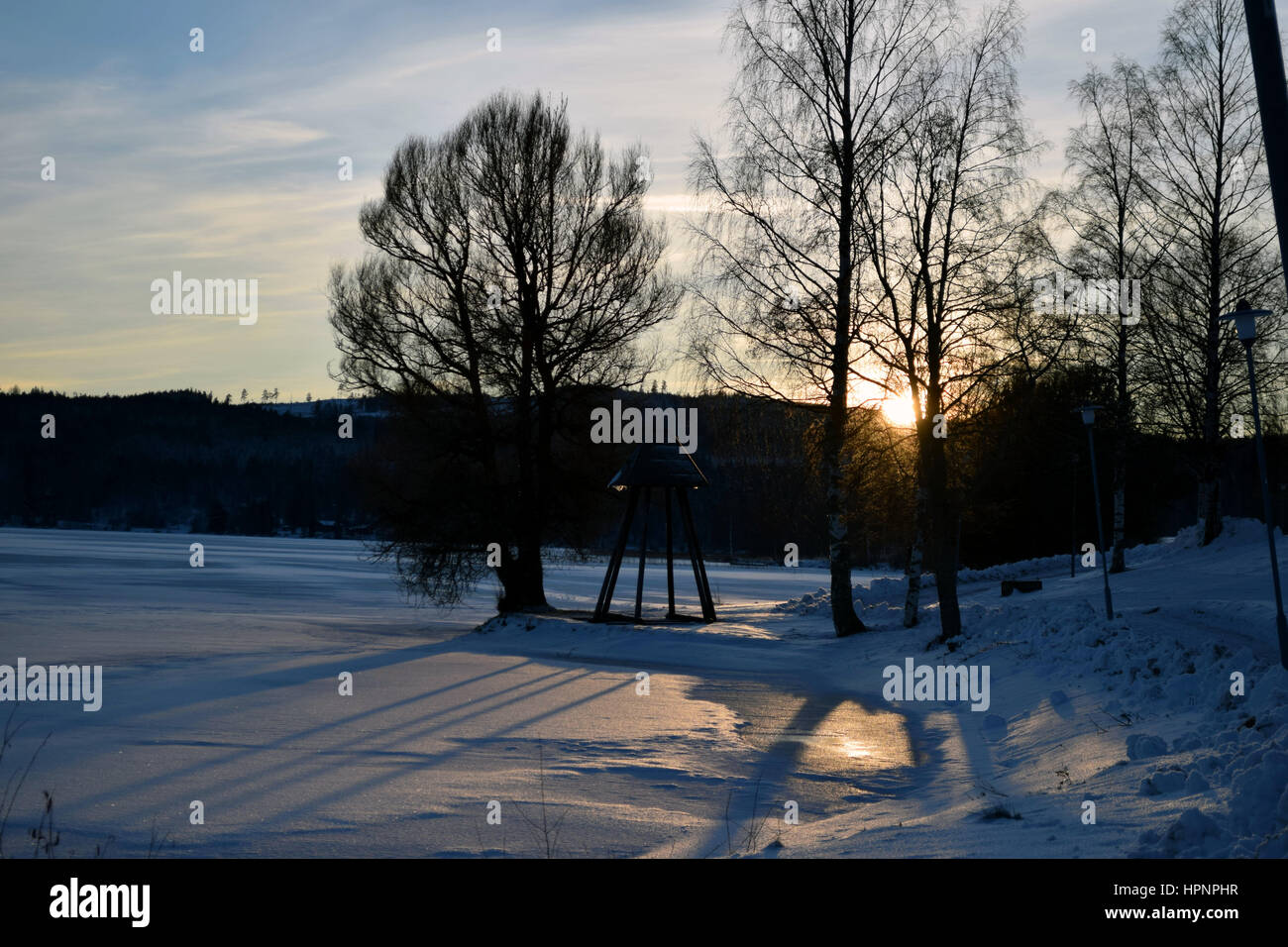 Sonnenuntergang in Säter Stockfoto