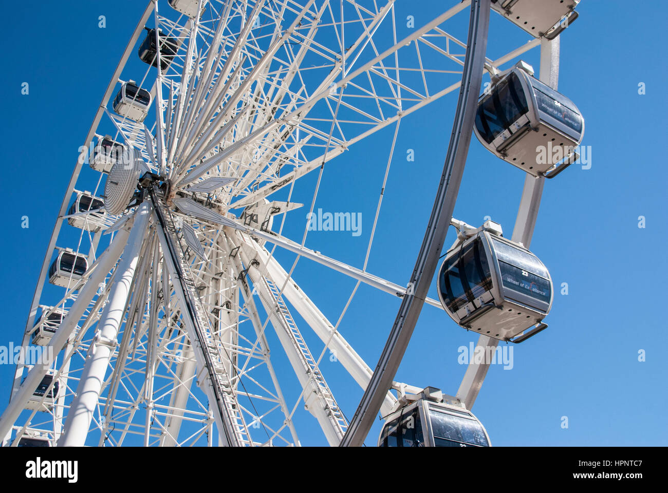 Das Rad der Excellence/das Riesenrad des Spaß und Victoria &amp; Albert Waterfront, Cape Town, Südafrika Stockfoto