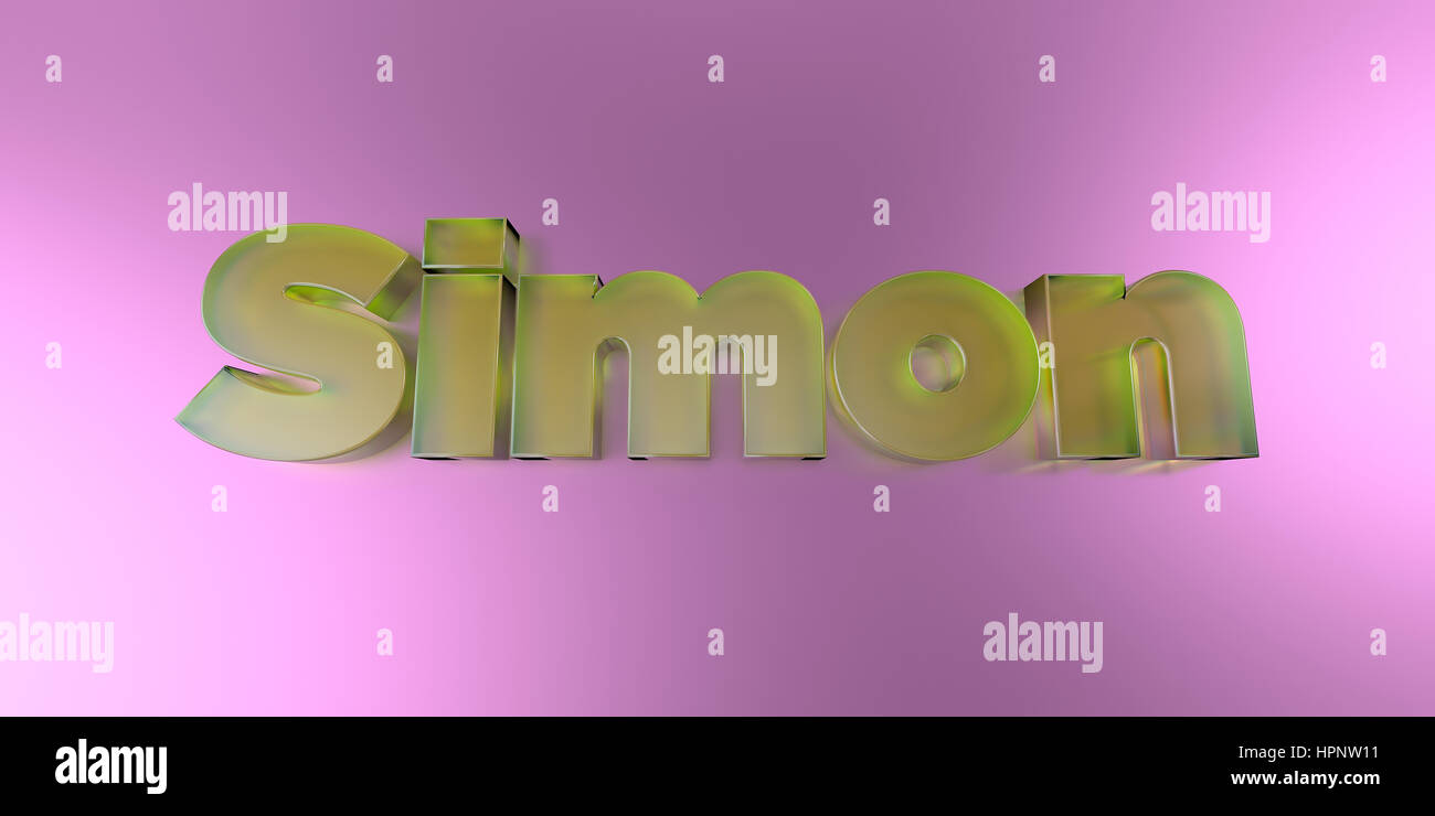 Simon - buntes Glas Text auf lebendige Hintergrund - 3D gerenderten ...