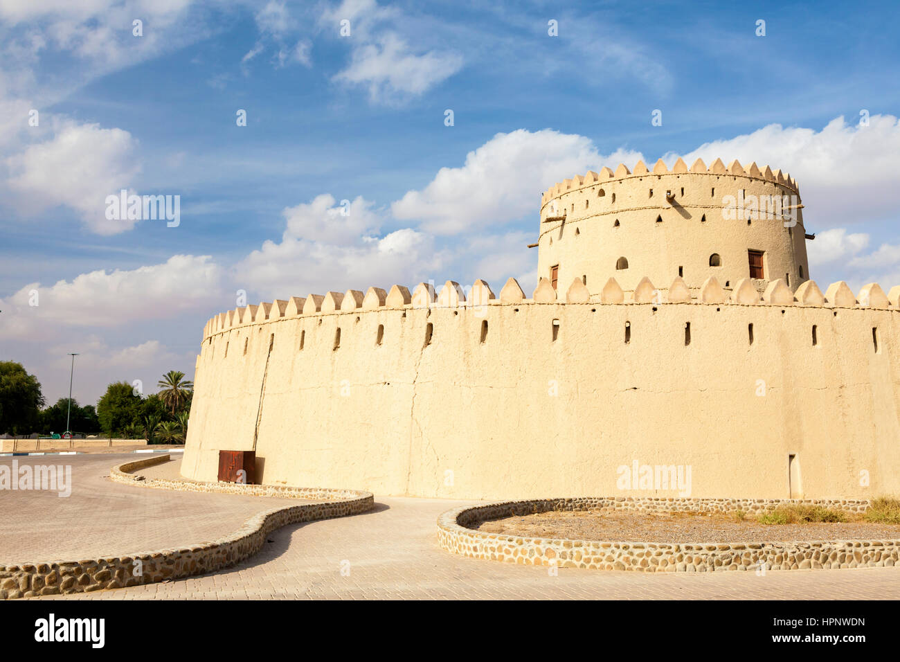 Historische Hili Festung in der Stadt Al Ain. Emirat von Abu Dhabi, Vereinigte Arabische Emirate, Naher Osten Stockfoto