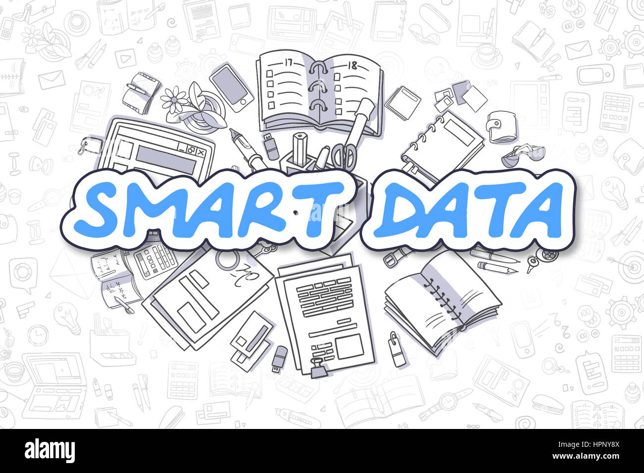 Smart Data - Doodle Blau Wort. Business-Konzept. Stockfoto