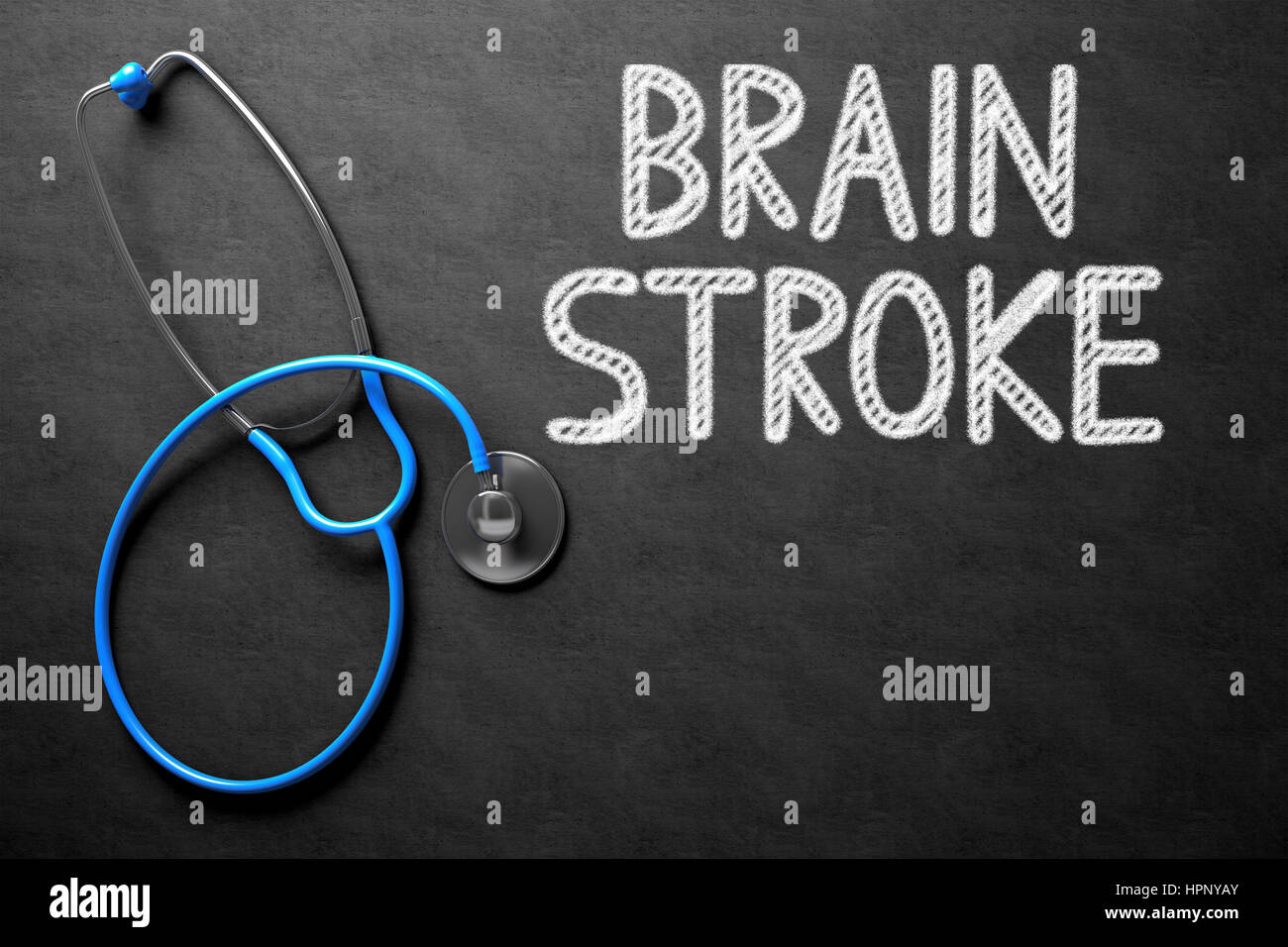 Schlaganfall an Tafel. 3D Illustration. Stockfoto
