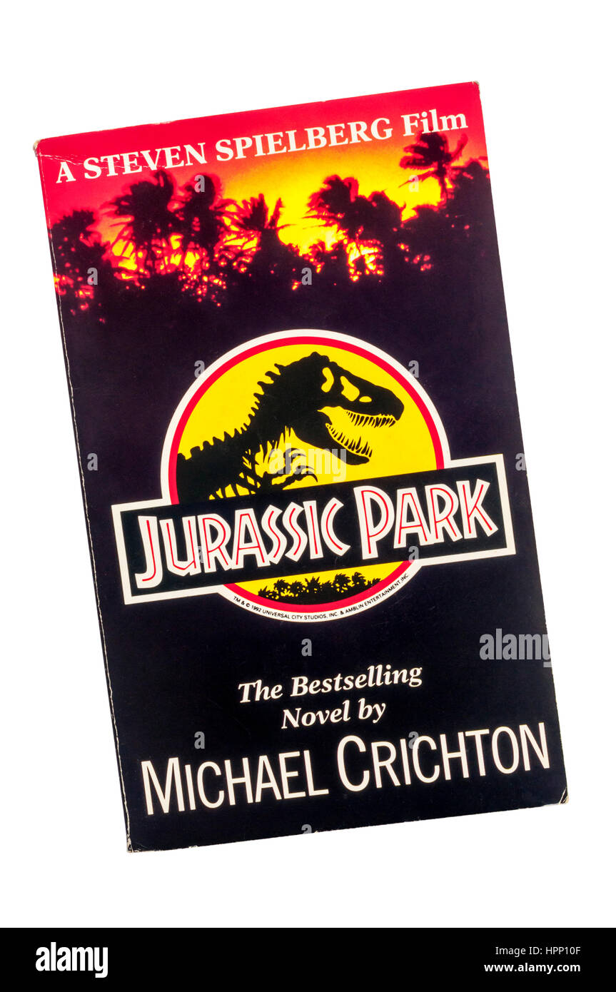 Eine Taschenbuchausgabe von Jurassic Park von Michael Crichton.  Zuerst veröffentlicht im Jahr 1991. Stockfoto