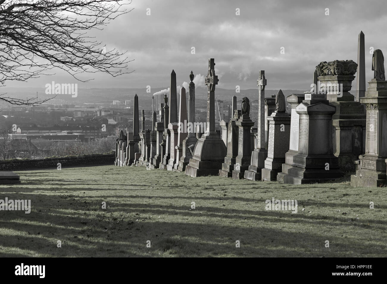 Sehenswürdigkeiten in Glasgow Necropolis mit Blick auf die Stadt Stockfoto