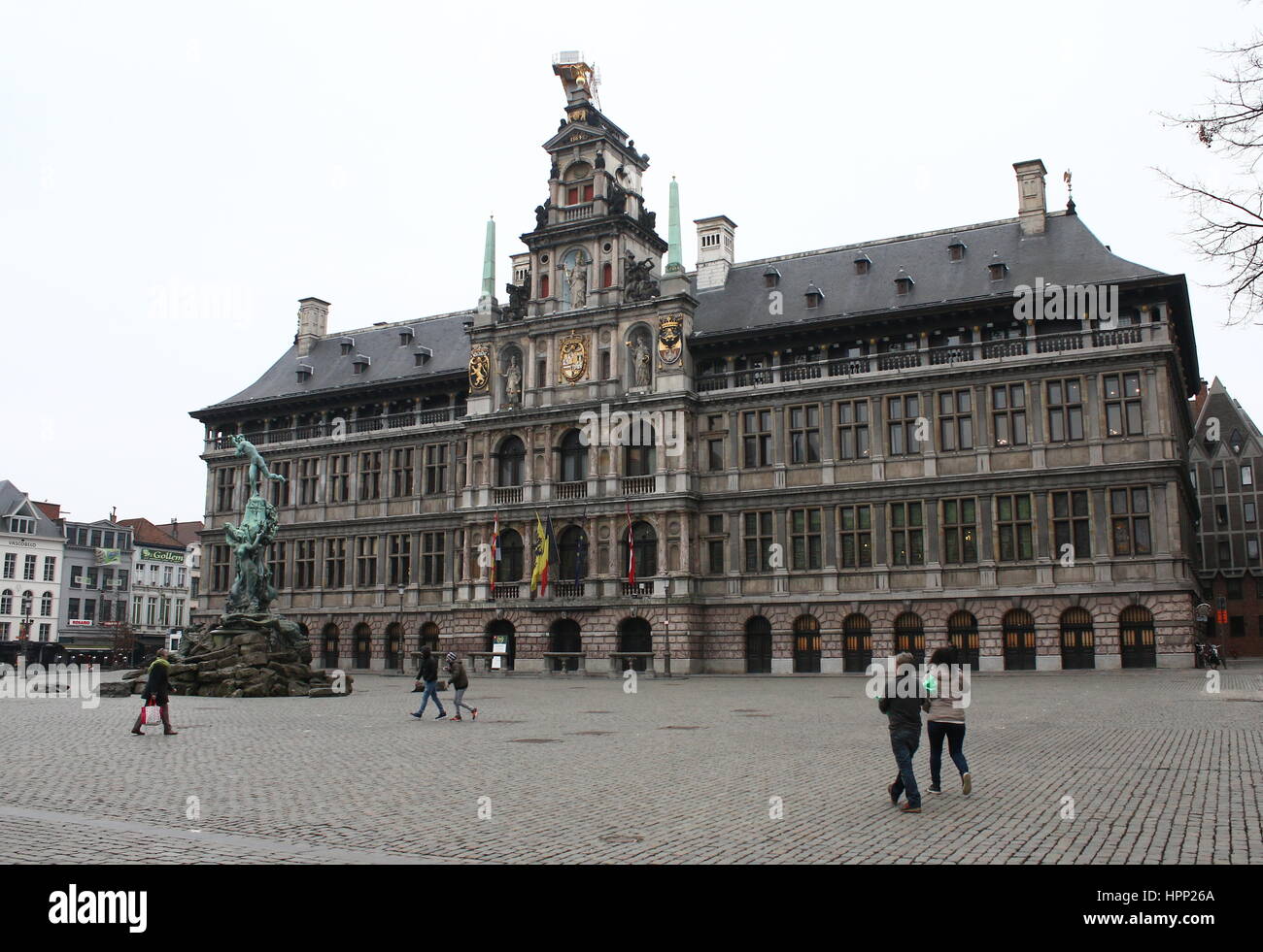 Monumentale 16. Jahrhundert Renaissance Rathaus (Stadhuis van Antwerpen), Antwerpen, Belgien. Stockfoto