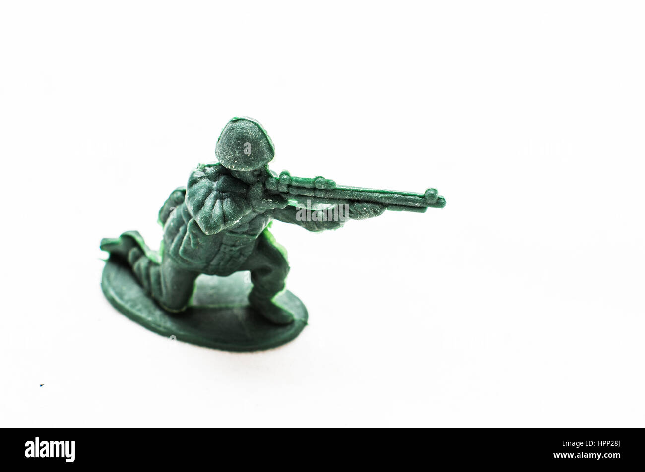 Staubige Plastikspielzeug Soldat Stockfoto
