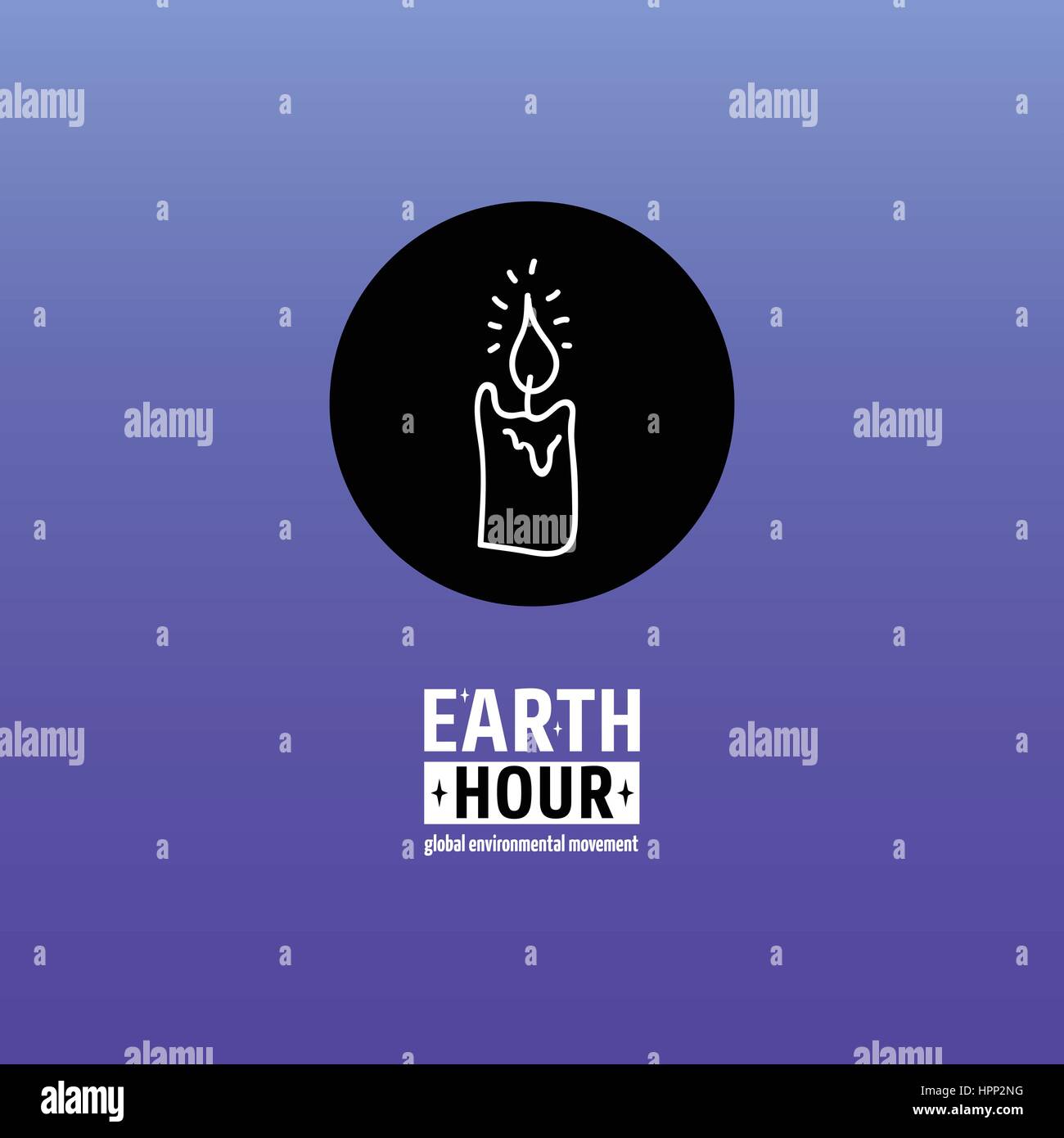 Earth Hour ist eine globale Umweltbewegung. Vektor-Symbol mit Text. Konzept der Energieeinsparung und Klimawandel verändert. Brennende Kerze Stock Vektor