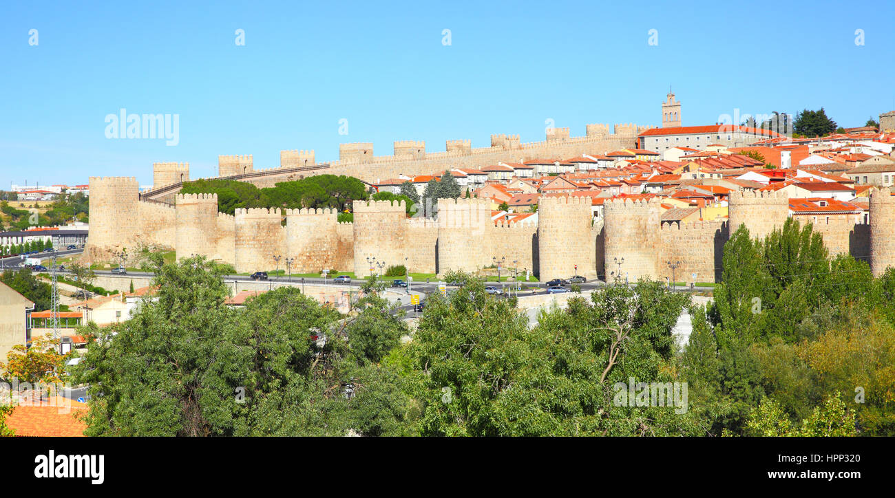 Panoramablick von Avila, Spanien Stockfoto