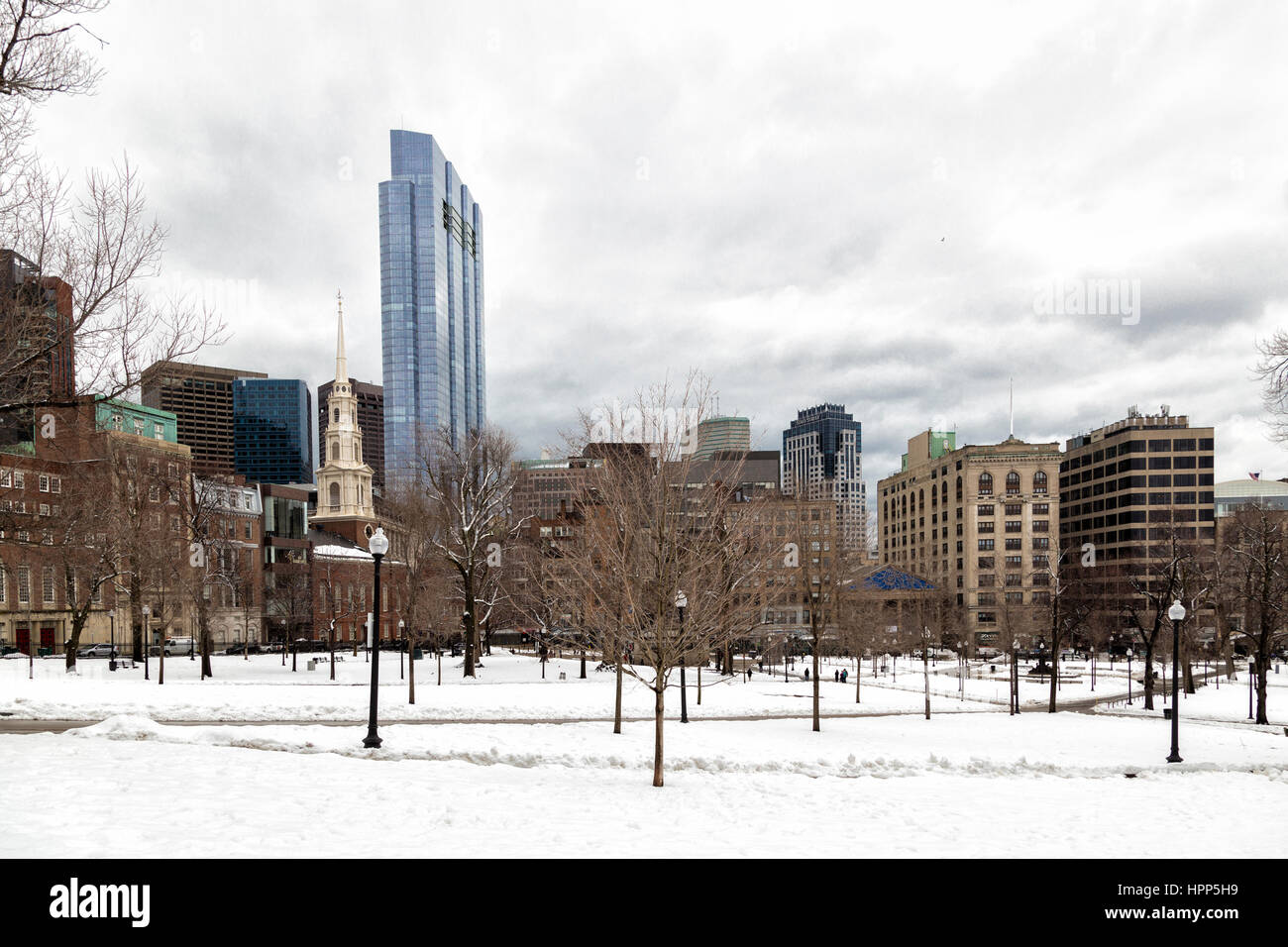 Winter auf Boston Common Stockfoto