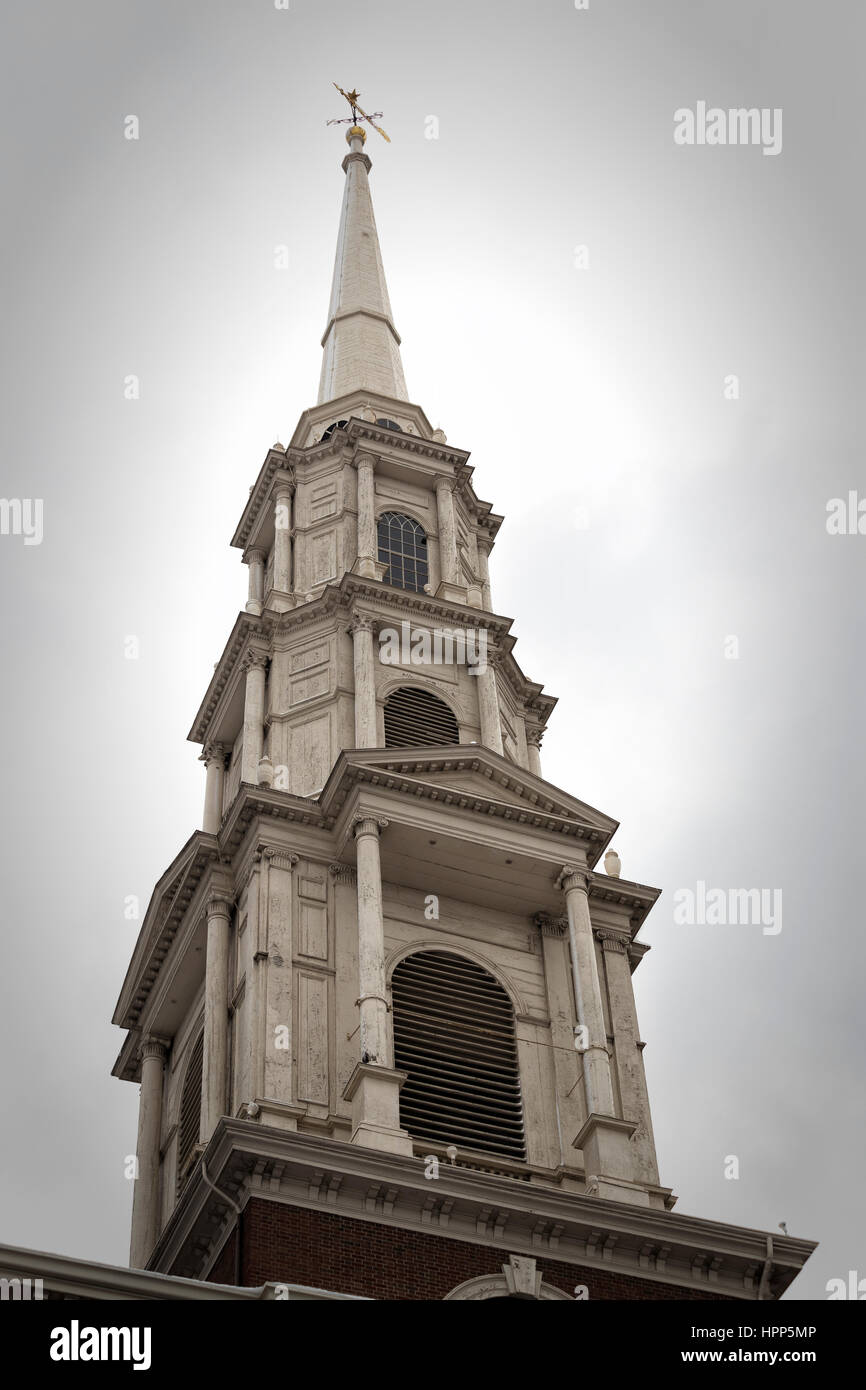 Die Park Street Church Pinnacle, Boston Stockfoto