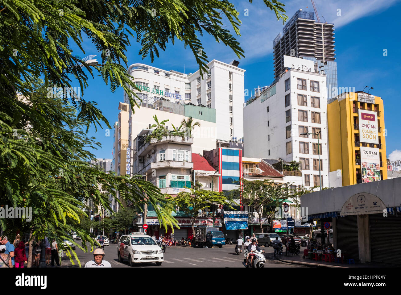 Bezirk 1-Gebäude im Herzen von Ho-Chi-Minh-Stadt, Vietnam Stockfoto