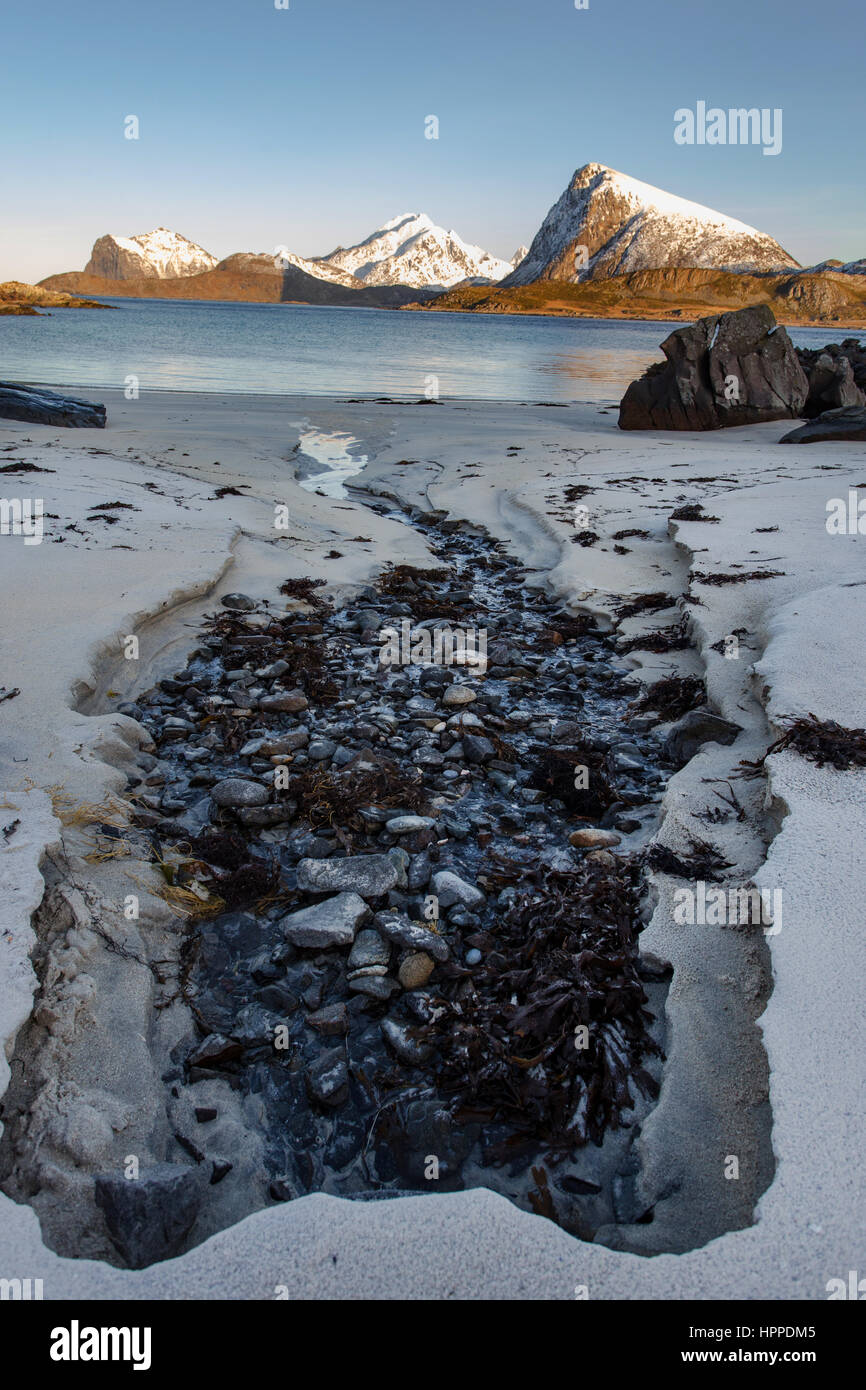 Flakstadoya Insel Küste, Lofoten Inseln, Norwegen, Europa Stockfoto