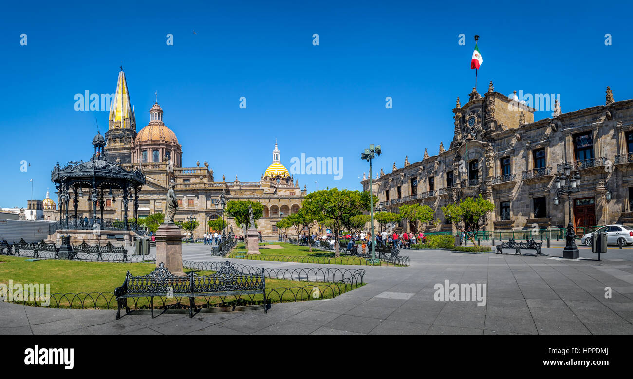 Guadalajara Kathedrale und Staat Regierungspalast - Guadalajara, Jalisco, Mexiko Stockfoto