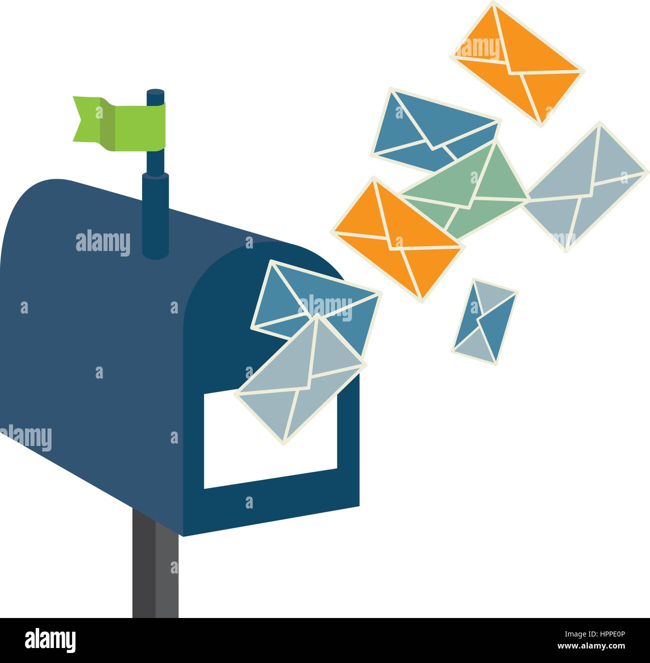 Postfach mit Briefumschlagsymbol Brief isoliert Stock Vektor