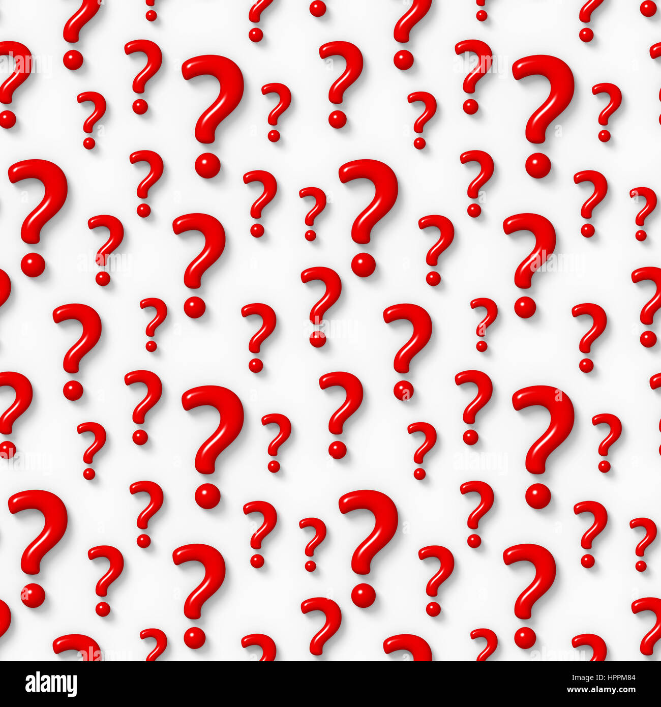 nahtloser 3d Hintergrund mit roten Fragezeichen Stockfoto