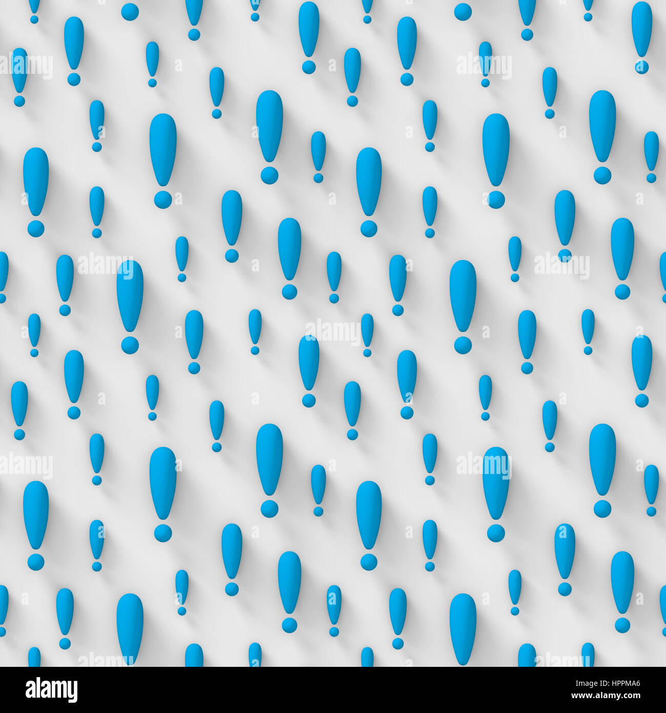 nahtloser 3d Hintergrund mit blauen Ausrufezeichen Stockfoto