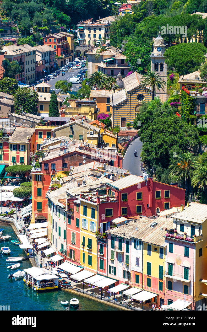 die Küstenstadt Dorf Portofino an der italienischen Riviera, Ligurien, Italien, Stockfoto