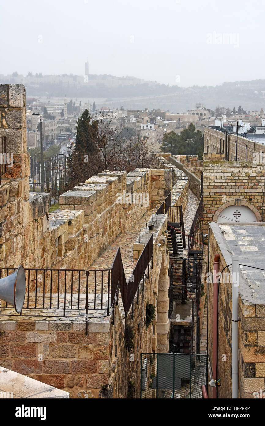 Alte Stadtmauer in Jerusalem, Israel Stockfoto