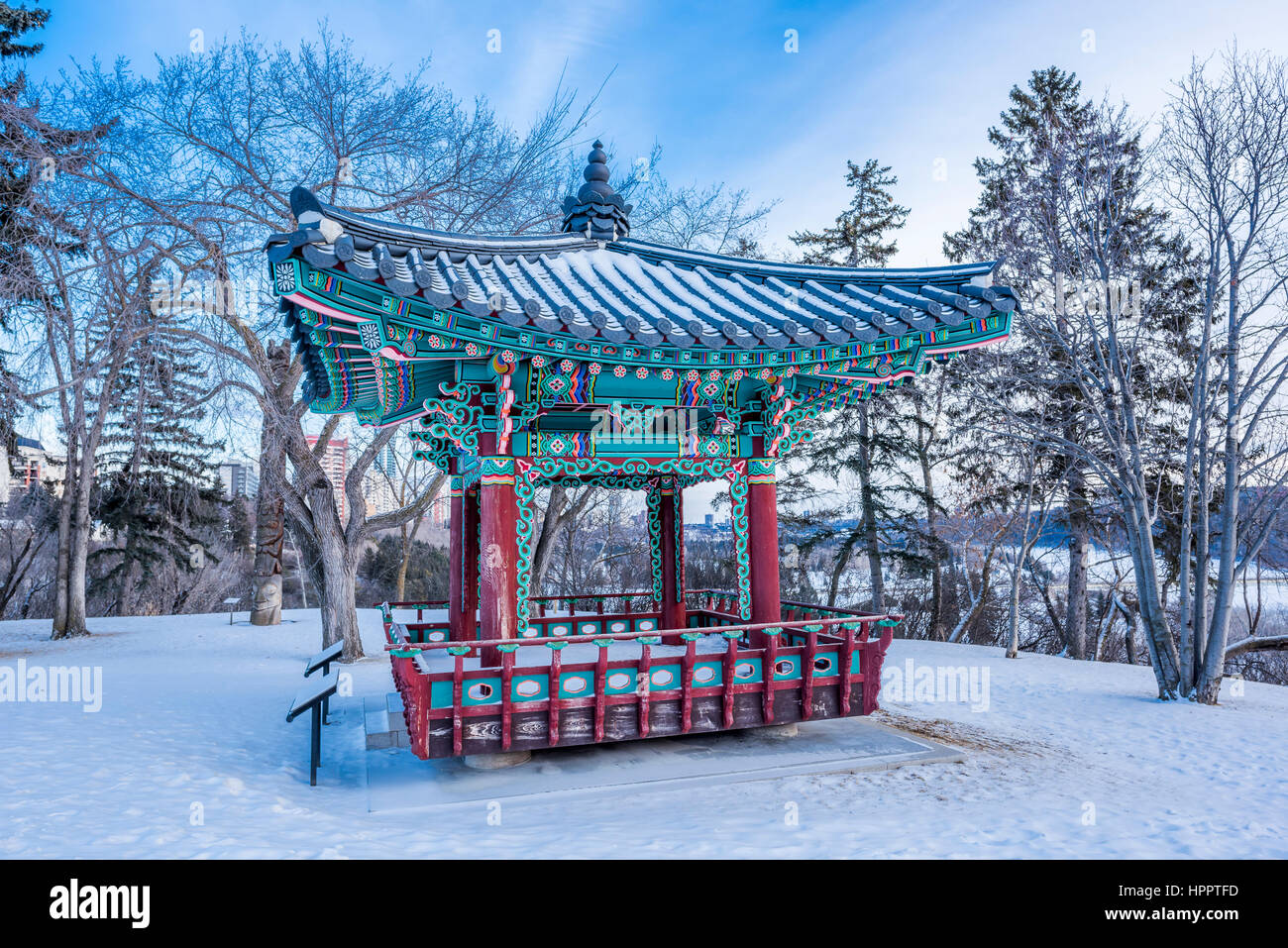 Koreanische Pavillon, Regierung Haus Garten, Edmonton, Alberta, Kanada. Stockfoto