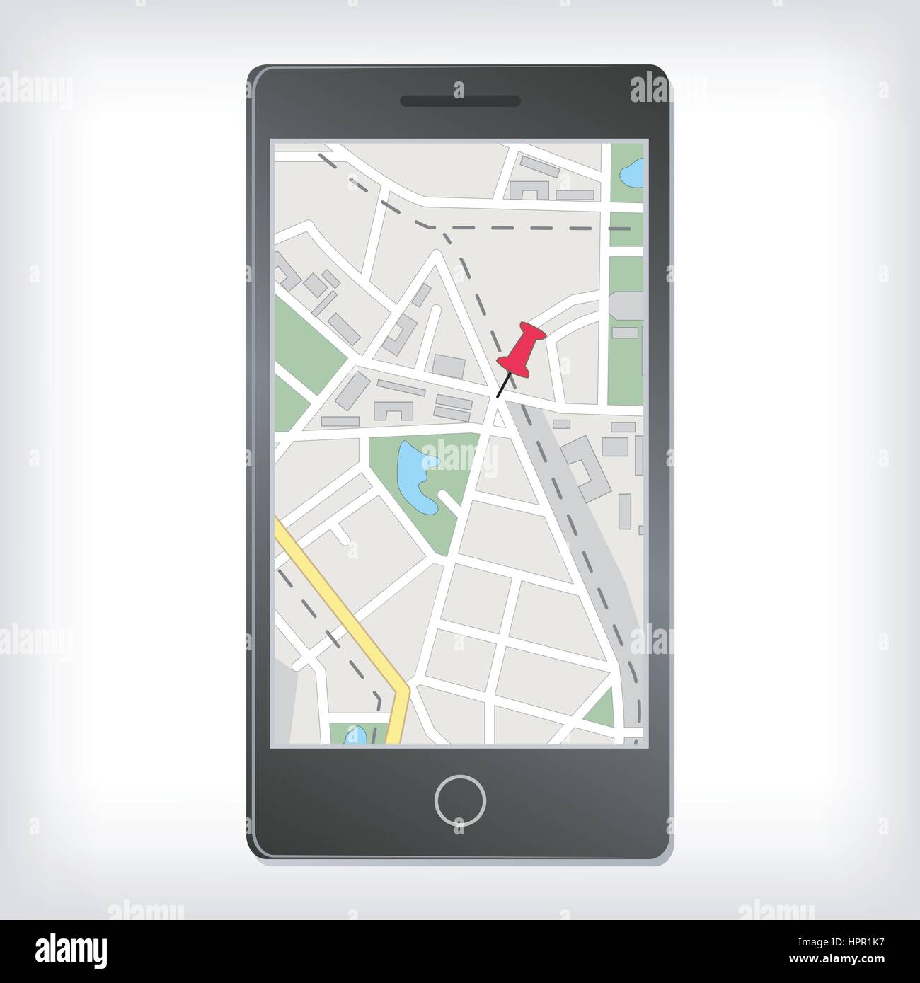 Mobile GPS-Navigation mit Karte Stock Vektor