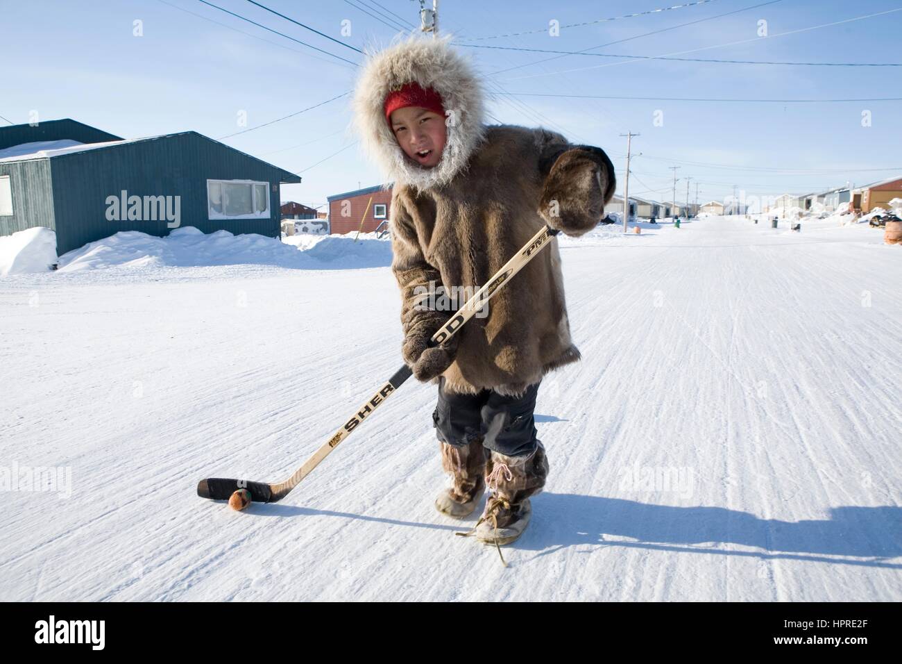 Gojahaven ist eine Inuit-Siedlung im hohen Norden Kanadas. Stockfoto