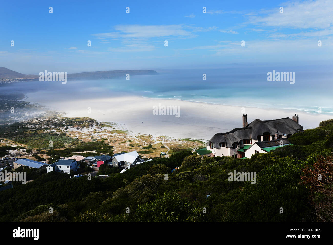 Eine wunderschöne Aussicht von Noordhoek Beach in der Nähe von Cape Town, Südafrika. Stockfoto