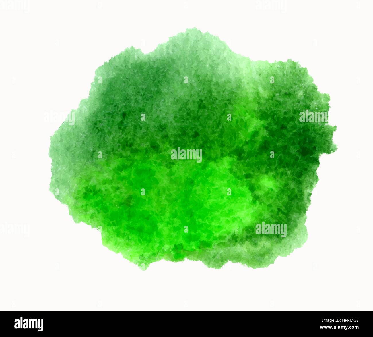 Grüne Aquarell handgezeichnete Fleck isoliert auf weißem Hintergrund für Öko-Design. Vektor abstrakte Aquarell Papier Korn texturiert Fleck Stock Vektor