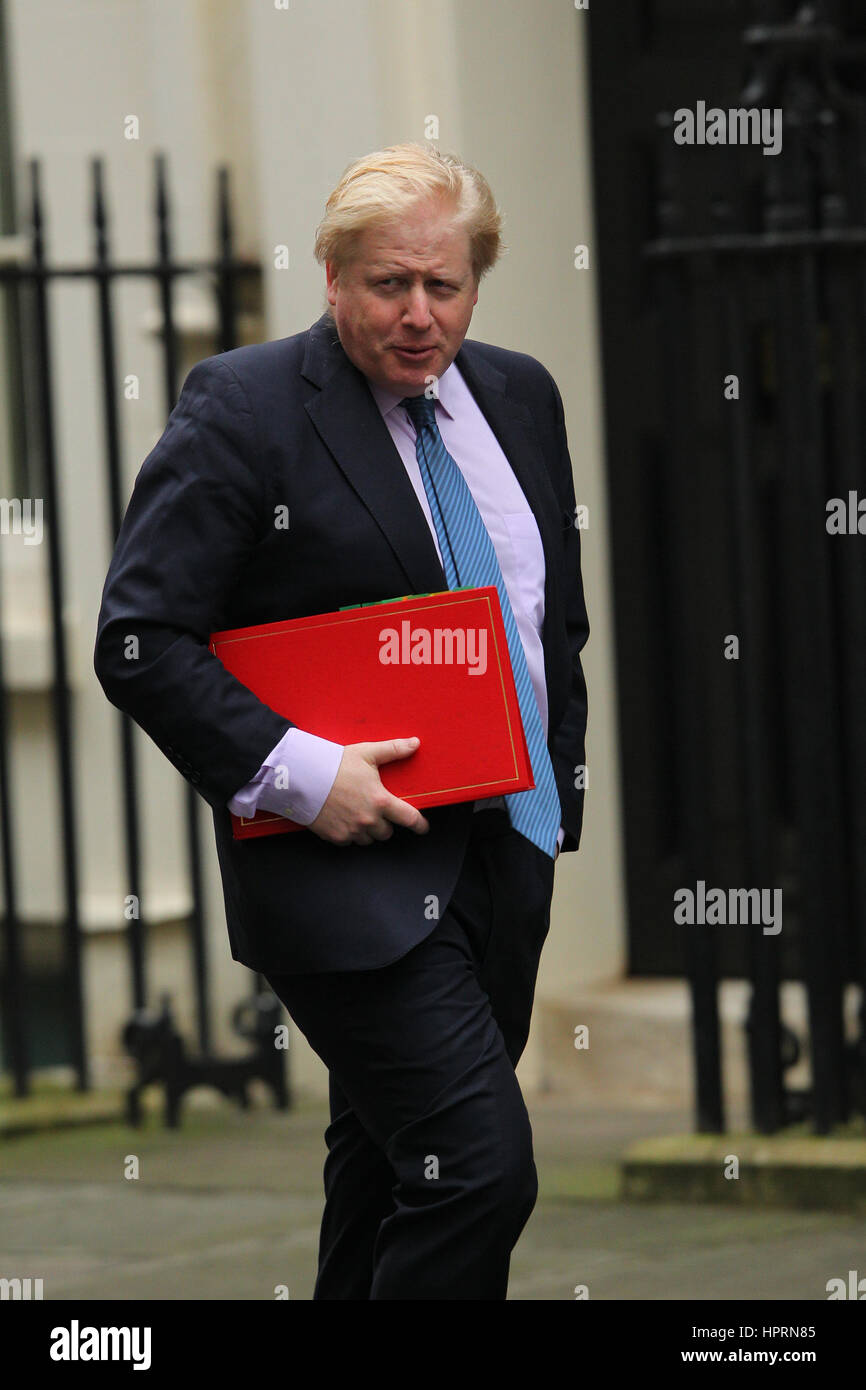 LONDON - 21. Februar 2017: Boris Johnson besucht eine Kabinettssitzung am 21. Februar 2017 in London Stockfoto