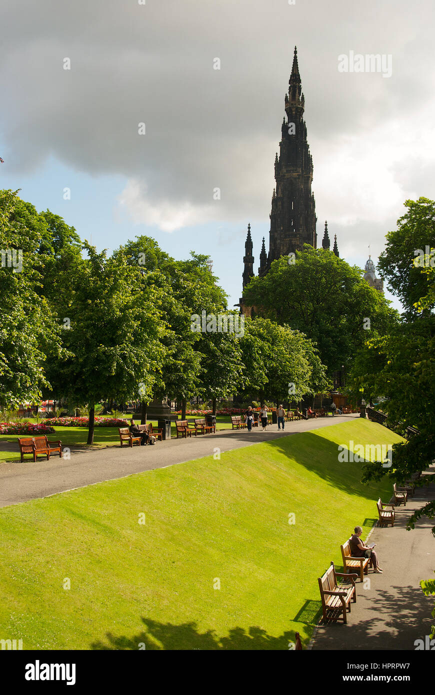 Das Scott Monument in Princess Street Gardens, Edinburgh, Schottland Stockfoto