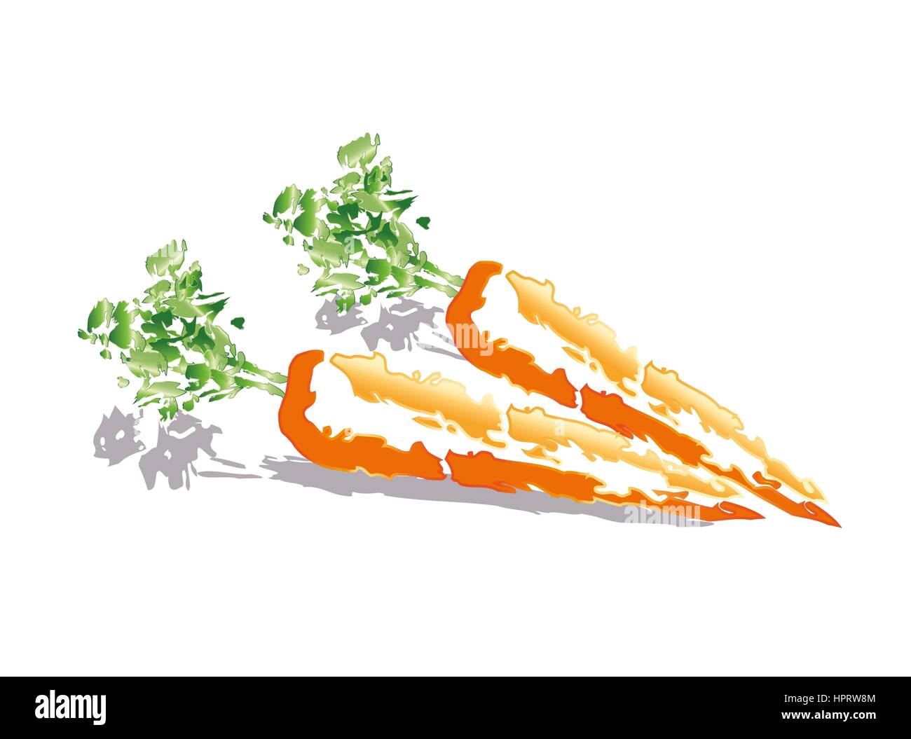 Abstrakte Karotten auf weißem Hintergrund Stockfoto