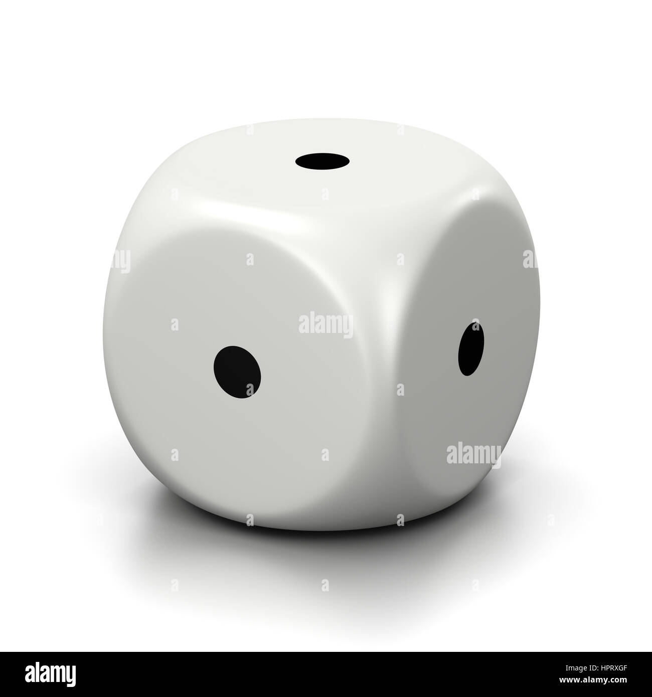 Einer einzigen Würfel eine nummerierte Gesichter weiß auf weißem Hintergrund 3D Illustration Stockfoto