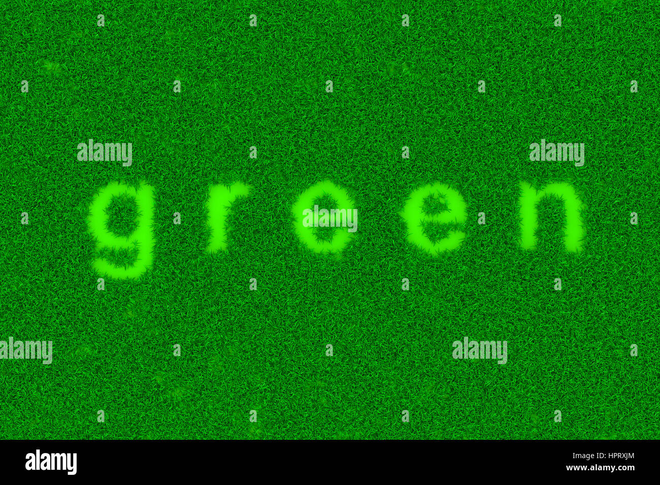 Grass Green Text Sign Shape 3D Illustrationgreen minded, Natur pro Stockfoto