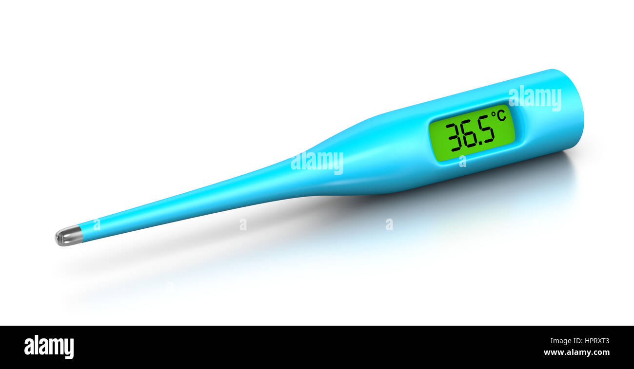 Klinischen Digitalthermometer auf weißem Hintergrund 3D Illustration Stockfoto