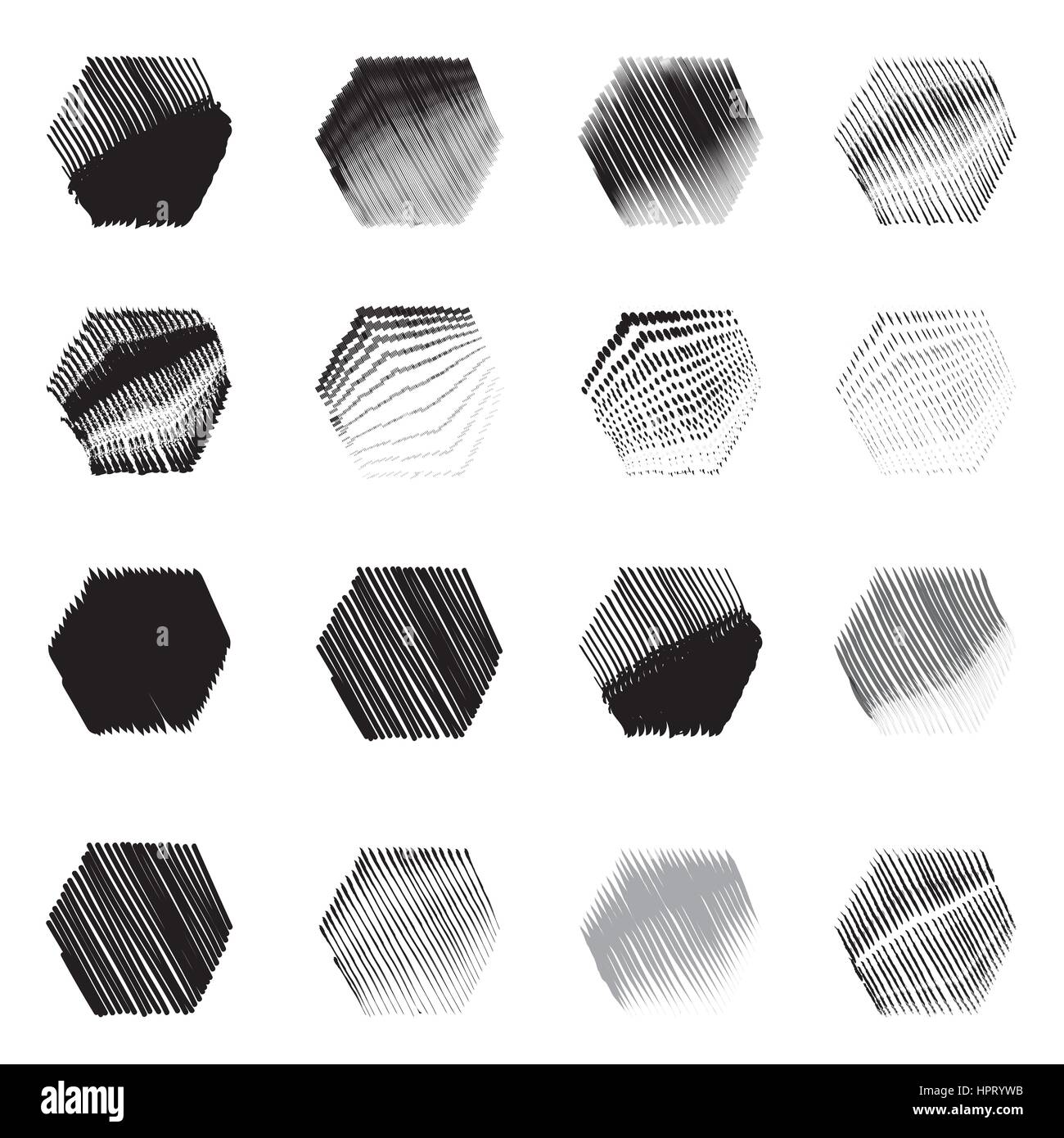 Geometrische hexagon Formen Skizze einstellen Stock-Vektorgrafik - Alamy