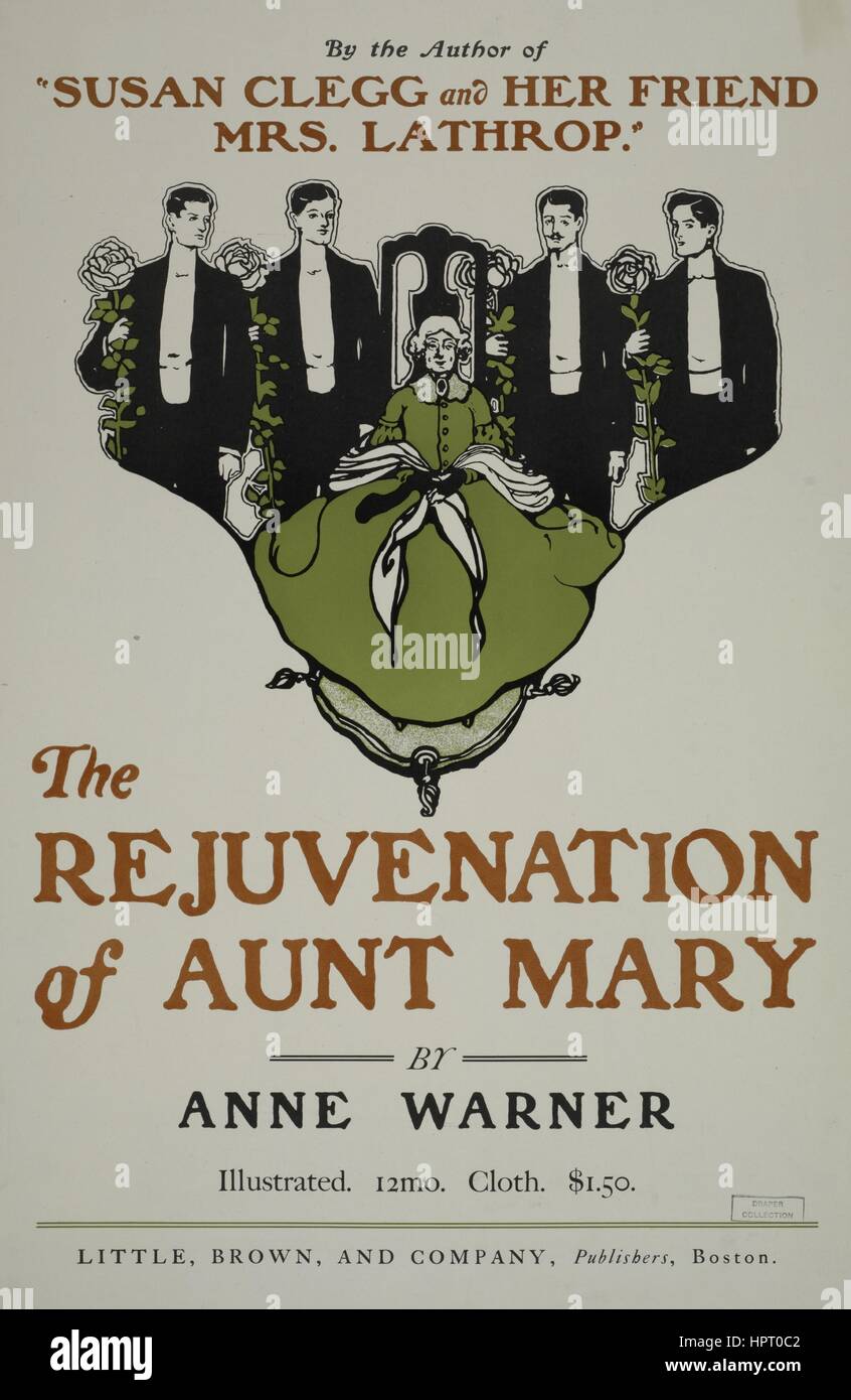 Ein Plakat für den Roman "Die Verjüngung der Tante Mary" von Anne Warner, 1903. Von der New York Public Library. Stockfoto