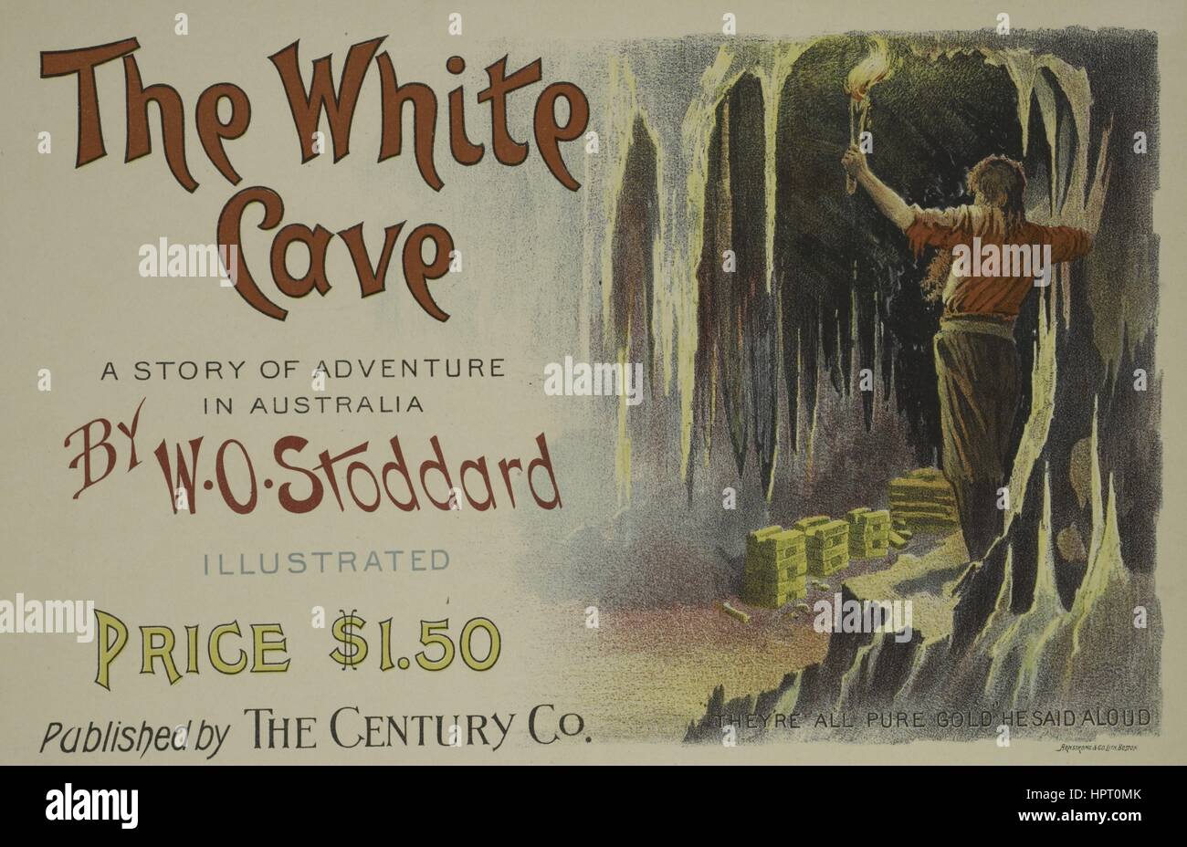 Plakat Werbung für ein Buch betitelt The White Cave von W O Stoddard, 1903. Von der New York Public Library. Stockfoto