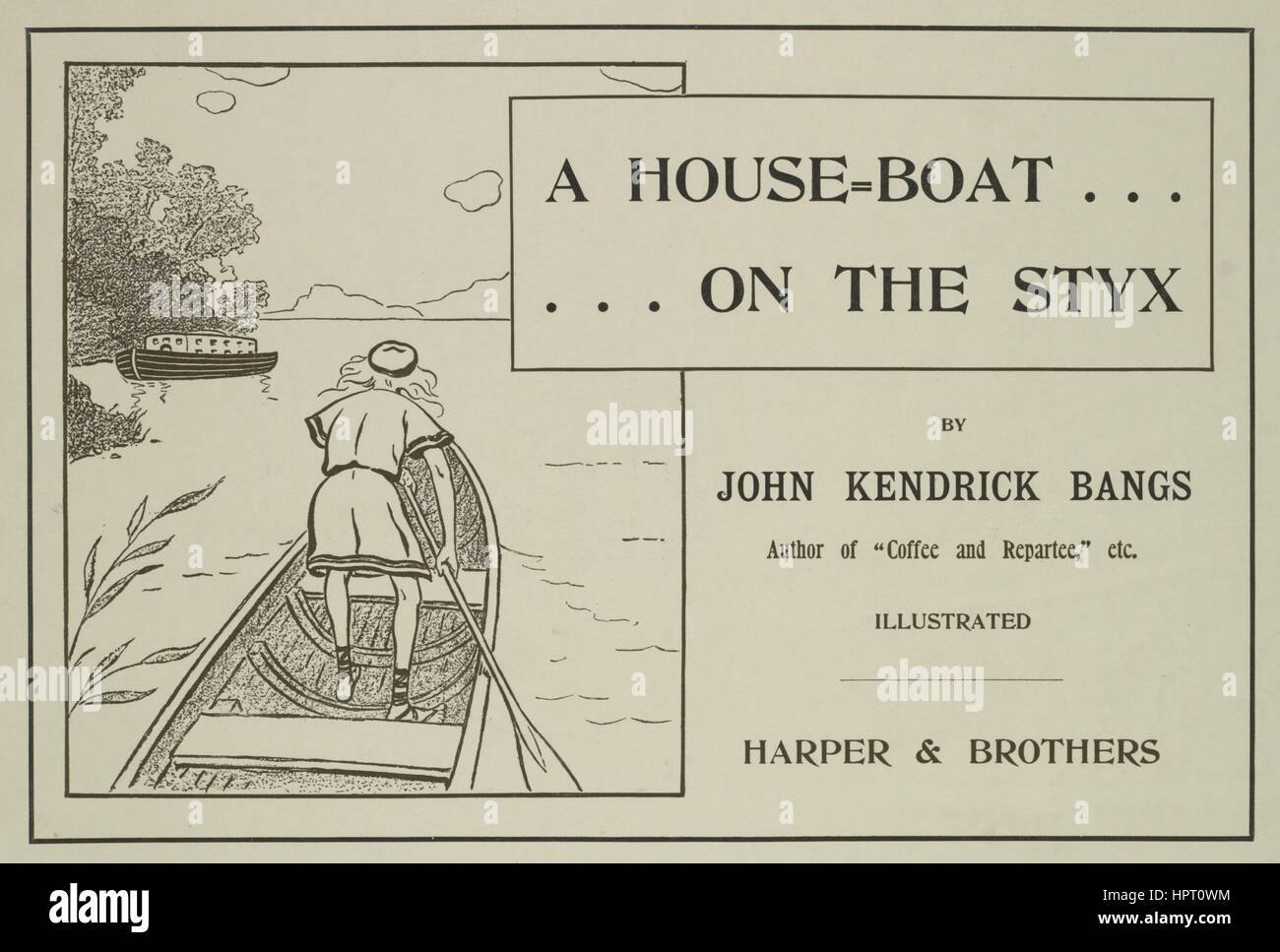 Ein Plakat für "A Hausboot auf dem Styx' von John Kendrick Bangs, 1903. Von der New York Public Library. Stockfoto