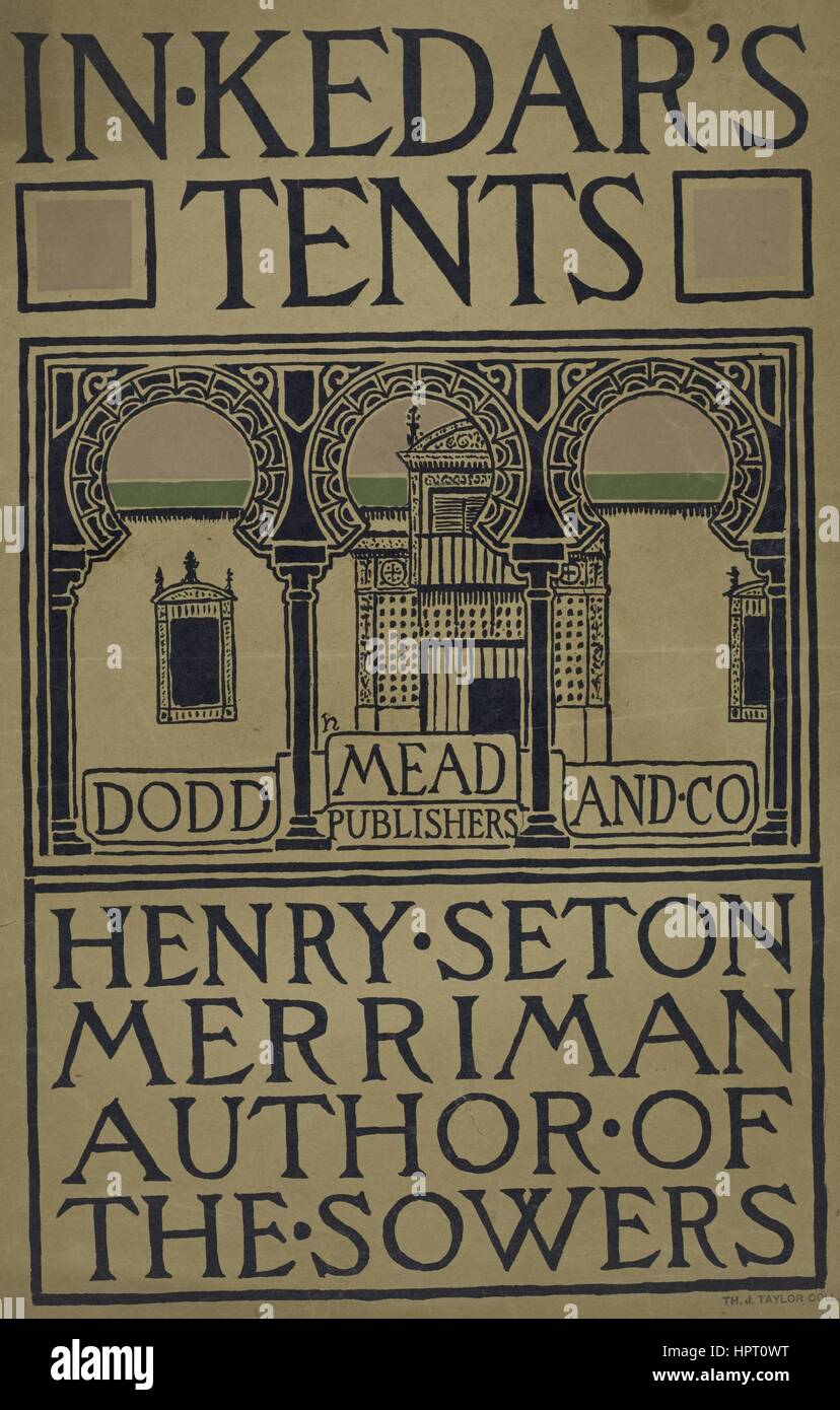 Buch-Plakat für "In Kedar Zelt" von Henry Seton Merriman, 1903. Von der New York Public Library. Stockfoto