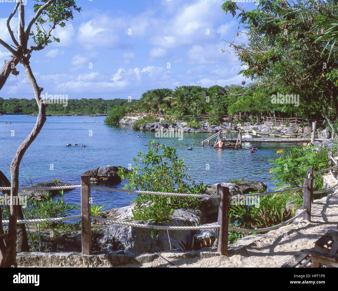Lagune am Xel-Ha Nationalpark, Riviera Maya, Bundesstaat Quintana Roo, Mexiko Stockfoto