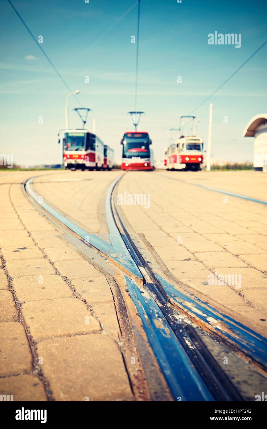Endstation der StraßenbahnLinien in Prag selektiven Fokus