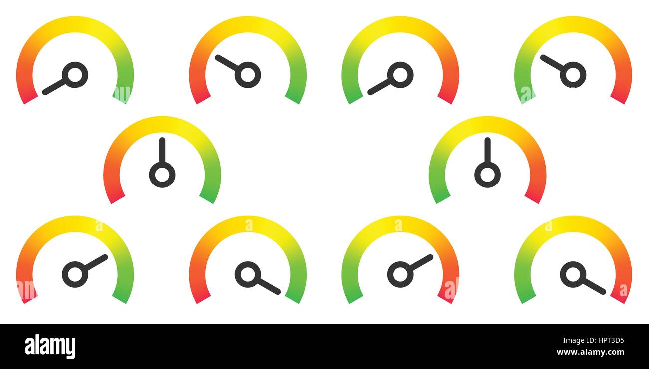 m Zeichen Infografik Messgerät Element von rot auf grün und grün bis rot Vektor-illustration Stock Vektor