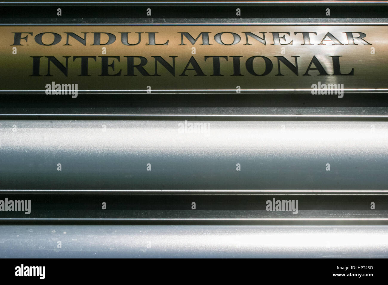 Bukarest, Rumänien, 11. August 2009: FMI (IMF - International Monetary Fund) Logo. Stockfoto