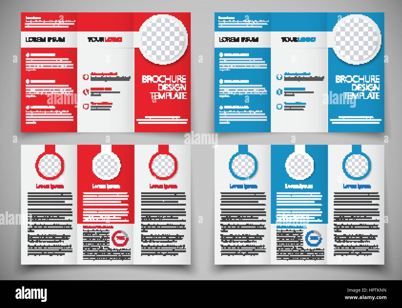 Falzen Von Broschuren Fur Print Design Vorlage Flyer Farben Rot Und Blau Mit Runden Elementen Fur Fotos Stock Vektorgrafik Alamy
