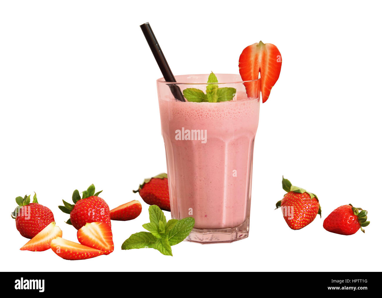 Erdbeer Shake isoliert Stockfoto
